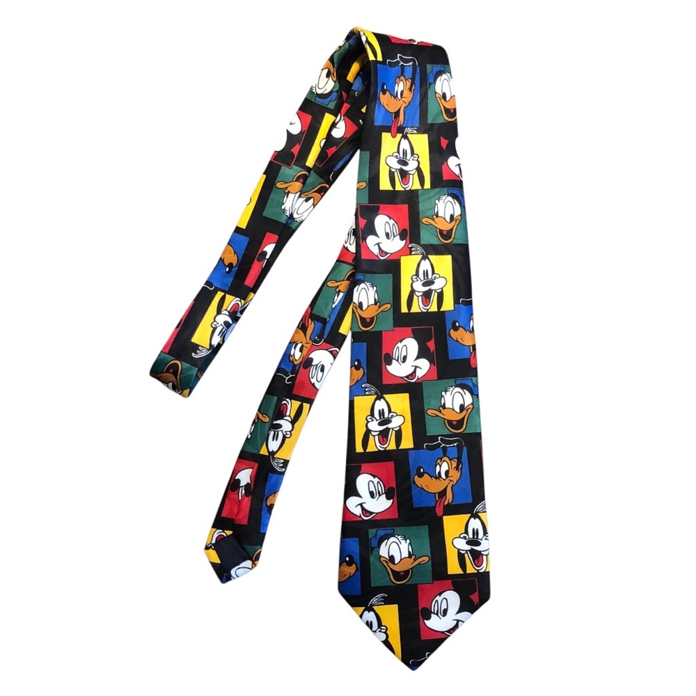 Balancine x Disney Men Necktie Tie Mickey Goofy Donald Pluto Cartoon VTG